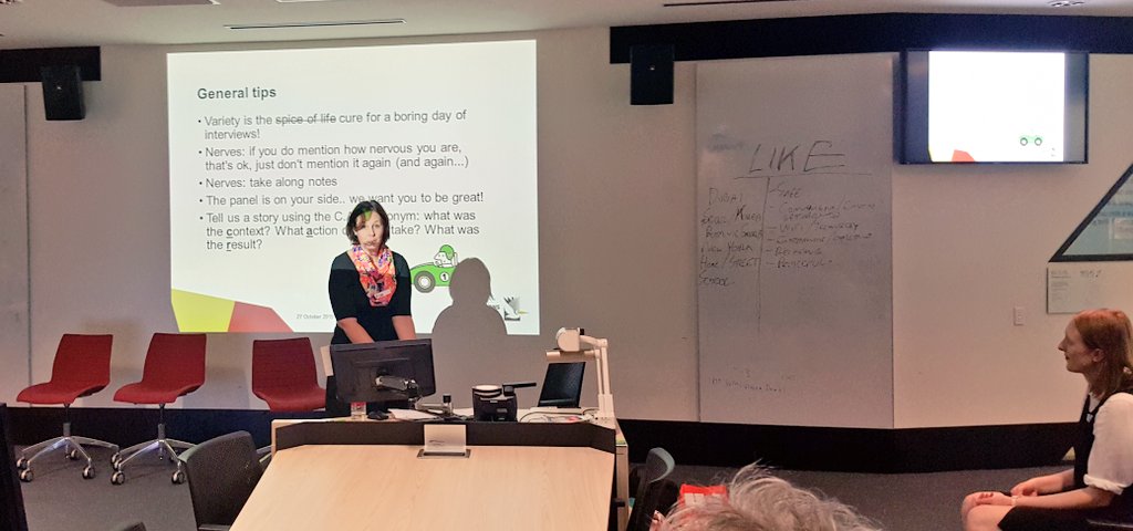 StevenPChang's tweet photo. .@libshenanigans from @HBLibraries speaking at @alianewgrads panel on *great* answers to common interview questions https://t.co/CT3ebjKC5v