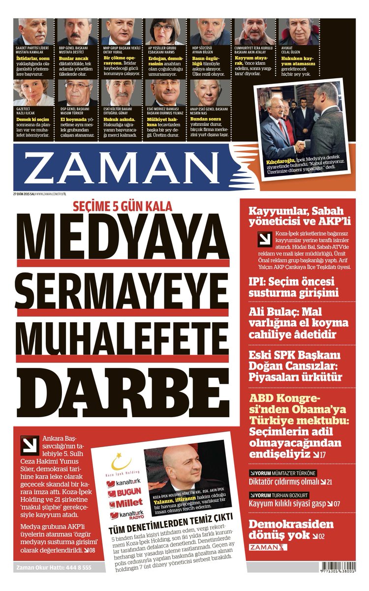 tr724com's tweet photo. İşte Zaman'ın bugünkü birinci sayfası https://t.co/s9qFsGHYQR