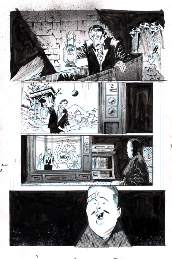 Raw inks to page 1 of Rumble #8. Going overboard with the tones... 