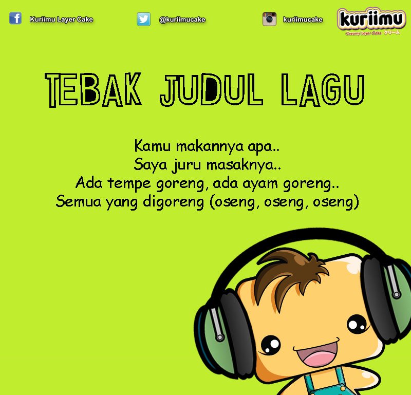 kuriimucake's tweet photo. Siang-siang gini kita santai sambil nyanyi bareng yuk Sahabat! Ada yang tau judul lagu ini enggak? #kuriimu https://t.co/0lQpSVPii0