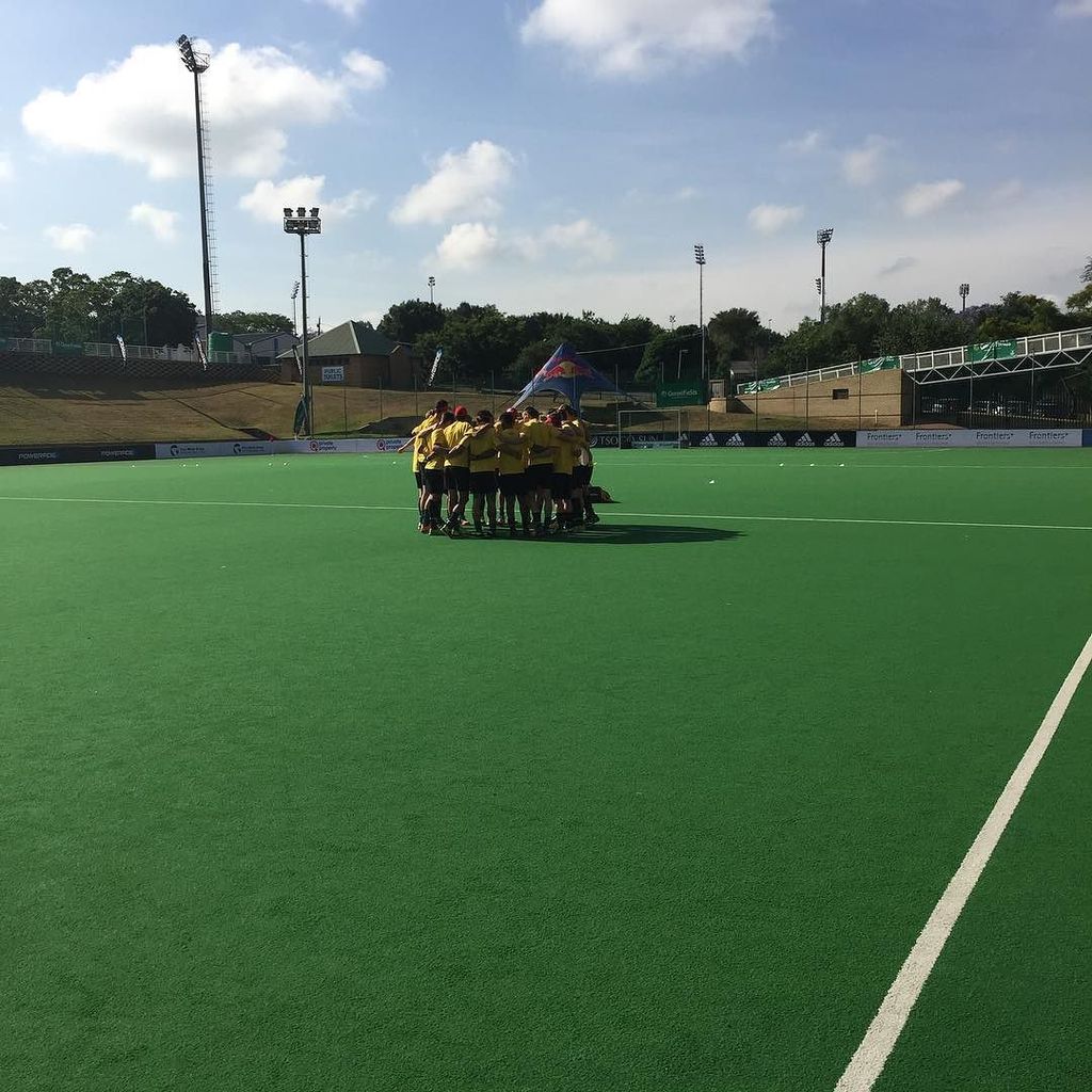 The SA Men's Hockey team putting the final touches on their preparations for their game against Ghana 7pm in Randbu…