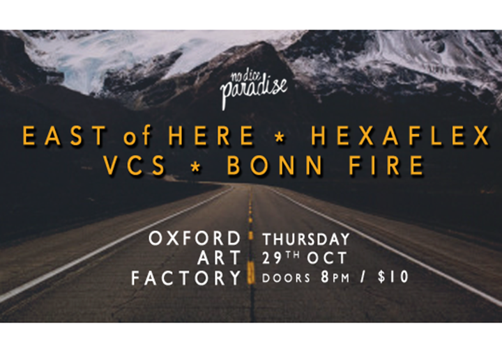 giggedin's tweet photo. Catch @eastofheremusic #Hexaflex @vcsmusic #BonnFire @ @the_OAF this Thurs! Free pass here https://t.co/bGBkFpRW5f https://t.co/TtMenHqqcd
