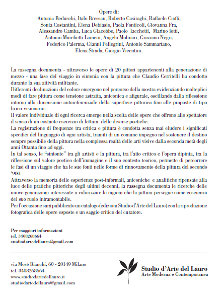 grgvicentini's tweet photo. @asbrilli @elenadeldrago #Sintonie #inviaggioconlapittura, a cura di #ClaudioCerritelli #StudiodArtedelLauro #Milano https://t.co/BkS30nfpy2