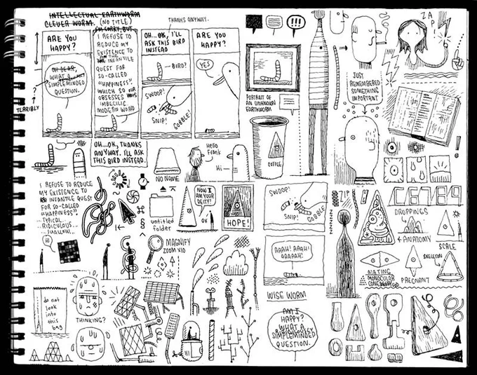 Sketchbook page relating to 'Are you happy?' (see previous tweet): 