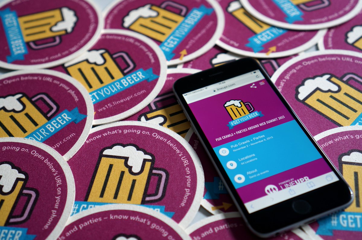 Here it is! Our unofficial web app for pub crawls + parties at #WebSummit 2015. ws15.lineupr.com #GetYourBeer
