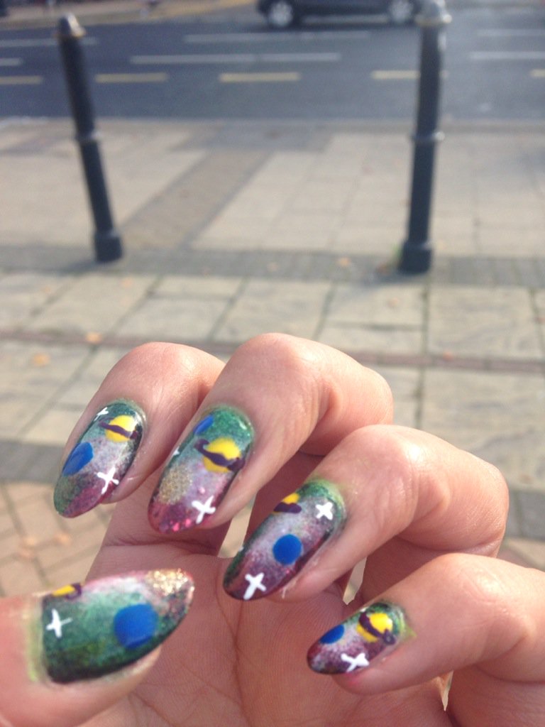 momtazbh's tweet photo. Voila! #cosmicnails with mini stars &amp; planets thank you @susannasews &amp; @trieunailsldn #ILoveThem #CosmicGirl https://t.co/K3UHYFaBaH