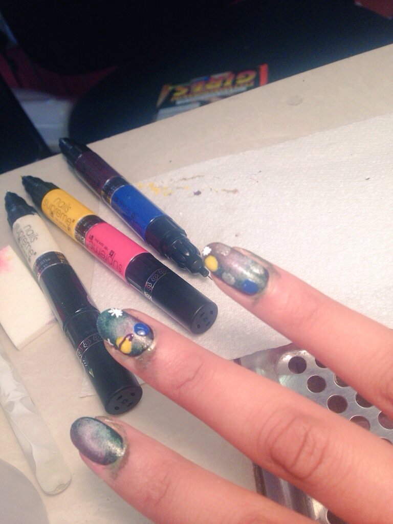 momtazbh's tweet photo. Voila! #cosmicnails with mini stars &amp; planets thank you @susannasews &amp; @trieunailsldn #ILoveThem #CosmicGirl https://t.co/K3UHYFaBaH