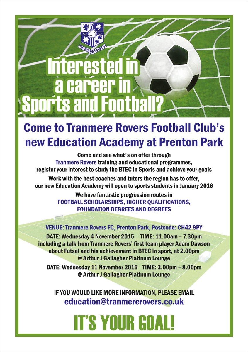 Study for a BTEC in Sport. Open Days on Wed 4 November 11am-7.30pm &amp; Wed 11 November 3pm-8pm in the Platinum Suite