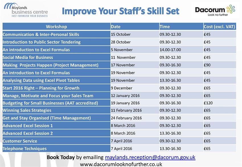 MaylandBusiness's tweet photo. MBC
5th Nov An introduction to excel & many more
#workshop #DLNF progress your #knowledge
https://t.co/xFZPnJdWxN https://t.co/HFe3F5a4wS
