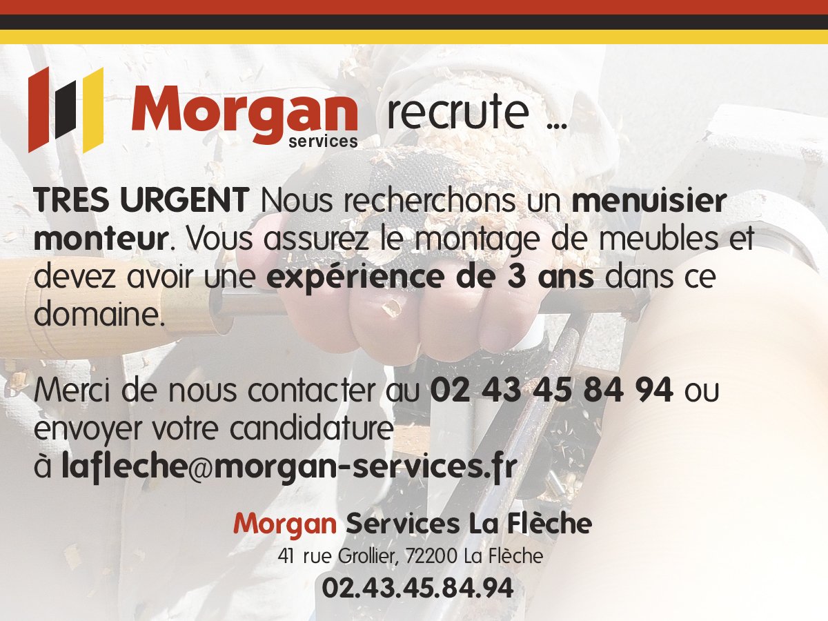 #intérim #cdd #cdi #emploi #morganservices #LaFlèche #Sarthe #menuisier #monteur