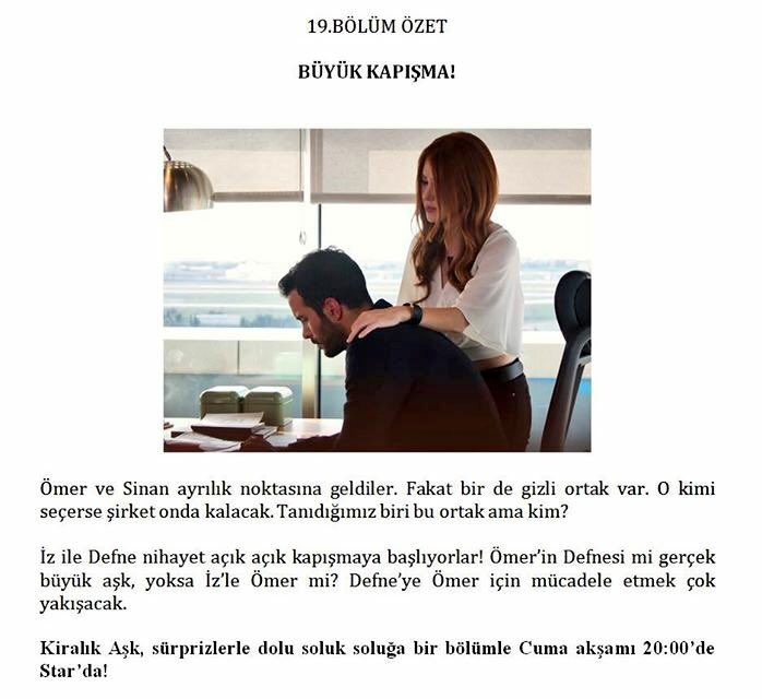 kiralikaskdizi's tweet photo. TAZE TAZE! | SON 3 GÜN! |

#KiralıkAşk'ın 19. Bölüm özeti sizlerle: "Büyük Kapışma!" https://t.co/Sj9C7iAMay
