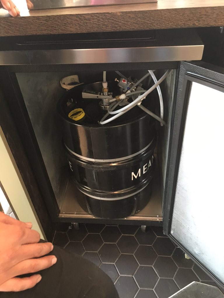 MonkeyCarl67's tweet photo. @MeantimeBrewing ...another barrel's going in. #happydays @WeWork #moorgate https://t.co/1PSHM3ZPxi