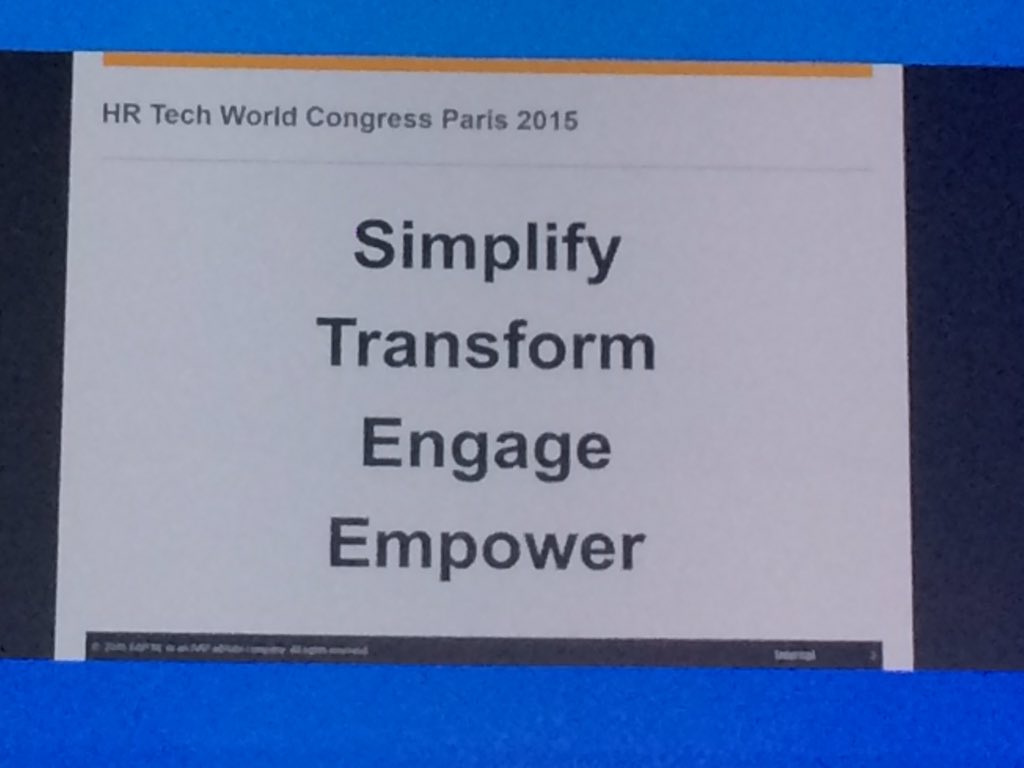 atabolich's tweet photo. Looks like "simplification" is a common thread of keynotes at #HRTechWorld https://t.co/Q4Lwl72r9J