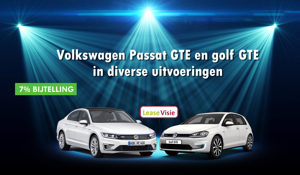 leasevisie's tweet photo. Onze laatste 2 bijtellingtoppers van deze week: VW Passat en Golf GTE met 7% bijtelling! Nu nog op voorraad! #GTE https://t.co/AiyH4gnLzi