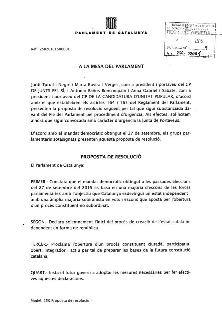 jorditurull's tweet photo. Lleials al nostre compromís, hem registrat ja Declaració inici procés independència. Comença una etapa històrica https://t.co/ZWMqwbjZpo