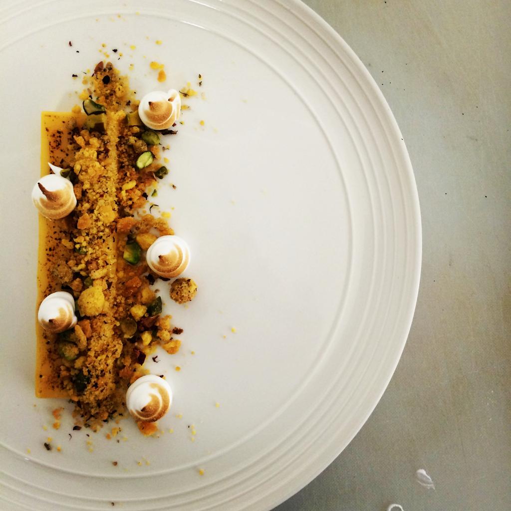 Plated desserts are back at Bespoke! #lemon #yoyo #potpurri #meringue. Work in progress!