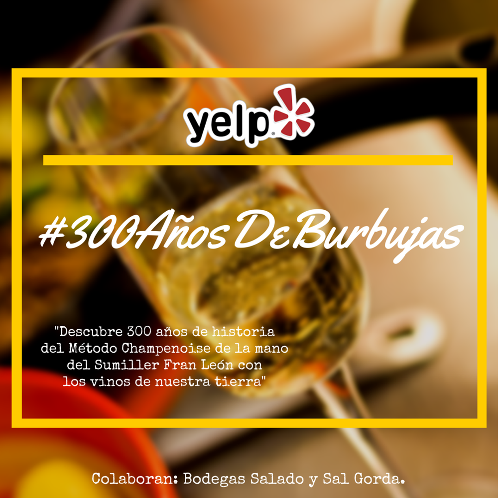 ¡Evento Yelp! Descubriremos #300AñosDeBurbujas en <a href="/salgorda23/">Salgorda</a> ¡Te tienes que venir! buff.ly/1O4vyA4