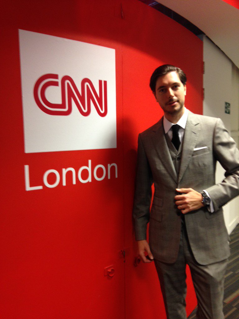 Bond_Lifestyle's tweet photo. About to talk Bond on CNN #cnnbusinessview wearing @conduitcut @omegawatches #SPECTRE #stdupont @CrockettJones https://t.co/psszkk3VjK