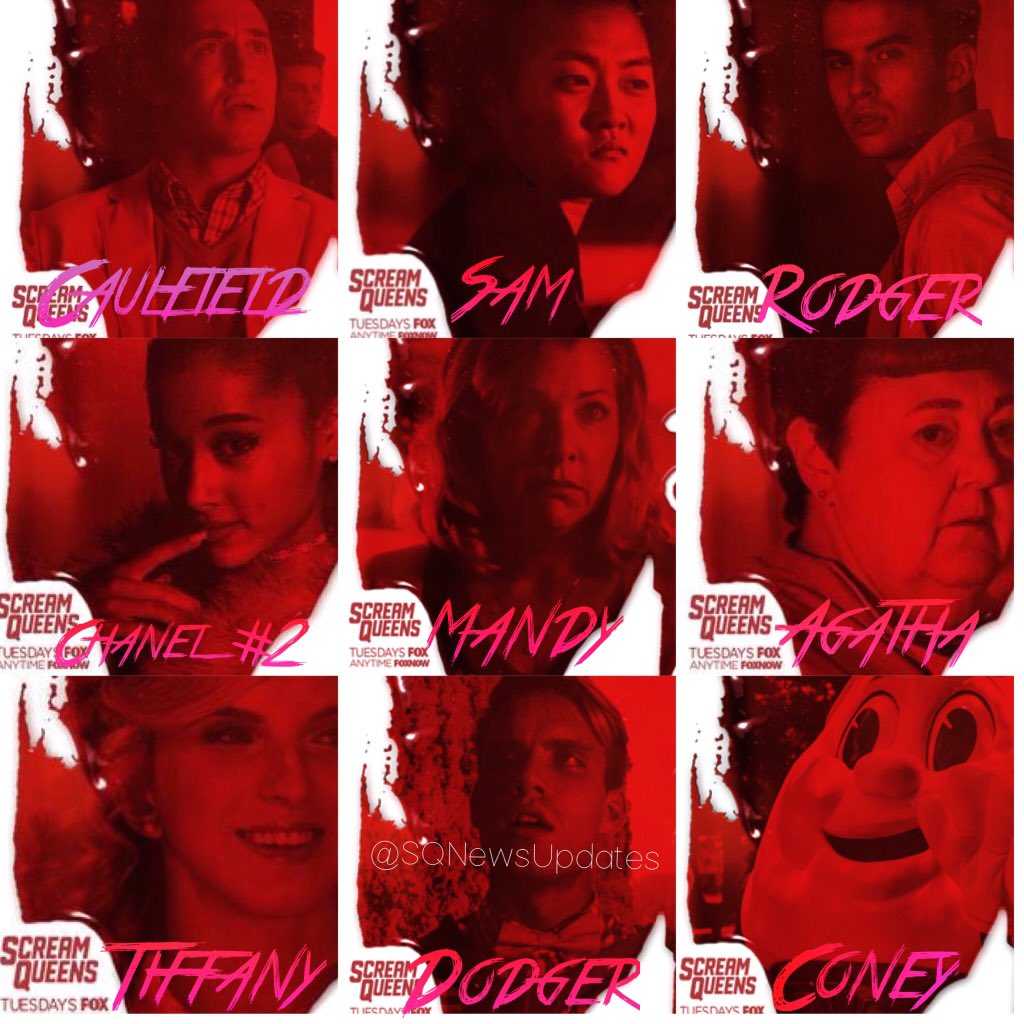 sqnewsupdates's tweet photo. Here's your run down of every victim of Red Devil...so far.💀🔪👹👀 #ScreamQueens https://t.co/JvI5jlx5Wf
