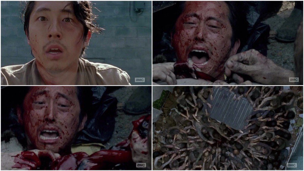 WalkingDeadIT's tweet photo. Glenn e Nicholas cadono, il secondo finisce sul corpo del primo, quindi Glenn non è morto #TWDita https://t.co/Z0QaisAuFf