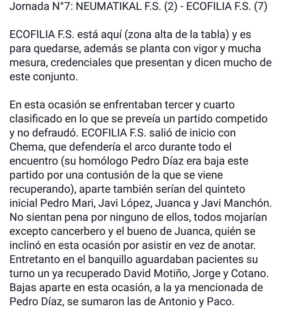 EcofiliaF's tweet photo. Crónica Jornada N°7: @NeumatikalFs (2) - @EcofiliaF (7) https://t.co/Mvb2hPCDRV