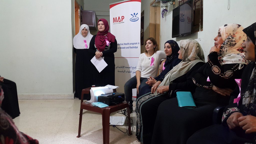 MedicalAidPal's tweet photo. It's breast cancer awareness month! We've been supporting partner @NABAA2001 to spread the word in Lebanon's camps https://t.co/m7Rdjr2Sia