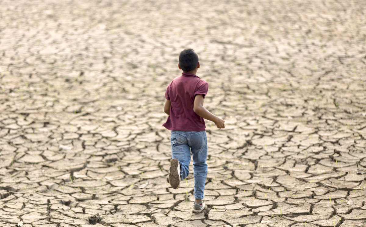 ETimesPhotos's tweet photo. A boy runs at the bottom of a branch of #LagoSeco, that receive #water from the #Amazon river, in #Brazil. #Draught https://t.co/EHktgfcbBh