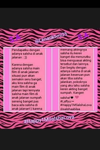 Lenaoktvni25's tweet photo. Bismillah! @Salshaabilaa @SLCreative8 @AngellAlika #Happy1MSalshaLova #SalshaAtAnakJalananRCTI https://t.co/TFFwYZYYD2