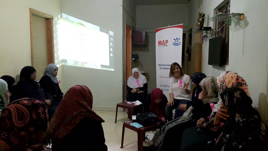 MedicalAidPal's tweet photo. It's breast cancer awareness month! We've been supporting partner @NABAA2001 to spread the word in Lebanon's camps https://t.co/m7Rdjr2Sia