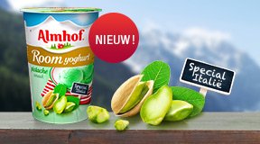 Nieuw van #Almhof! Roomyoghurt #special #Italië #pistache!! Als dat geen genieten wordt....