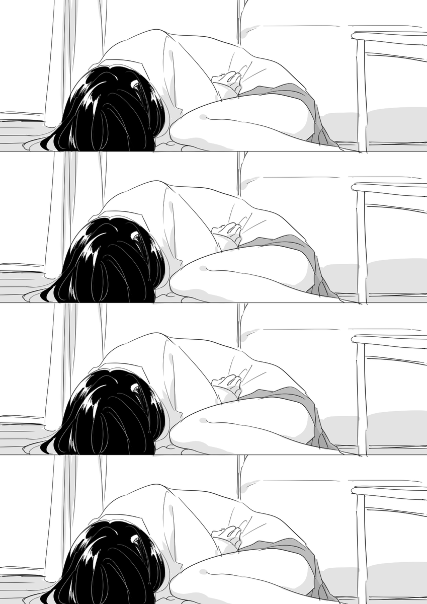 眠くてムシャクシャしたので生理痛がマジでひどいレディの4コマ描きました 