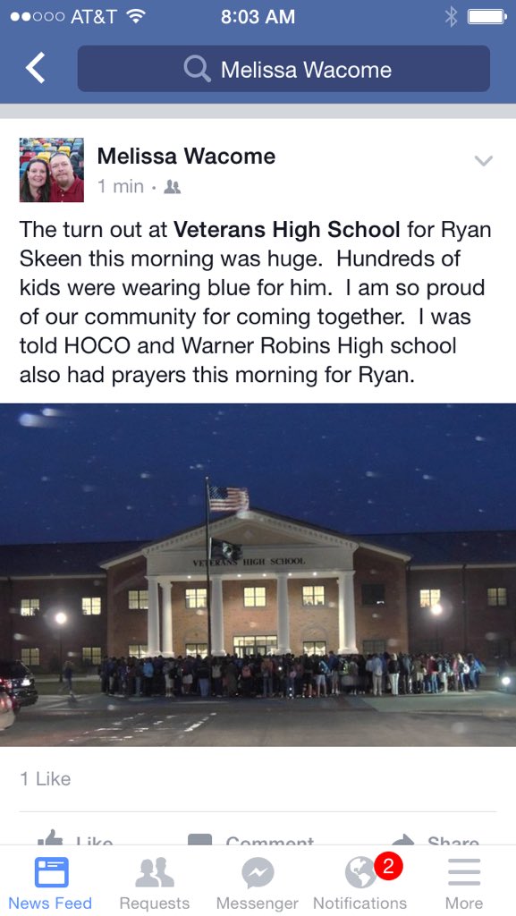 FunFuzzyPeach's tweet photo. Veterans High School this morning prayer for Ryan Skeen. #PrayForSkeen  #PrayersForSkeen #prayforskeen https://t.co/AEbVC38Gi4