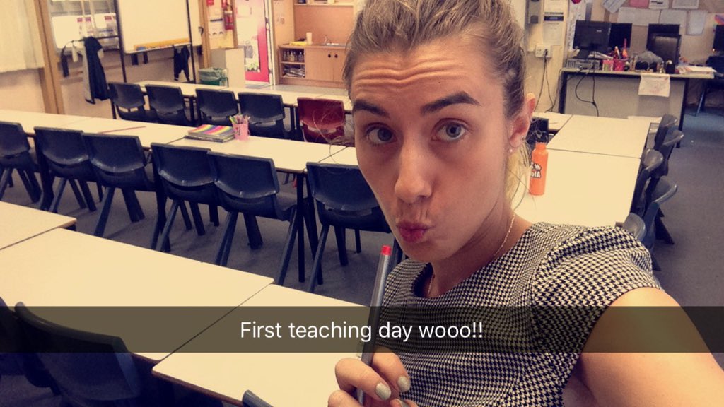 CassCorbett's tweet photo. Finally had my first teaching day, such a relief! So exhausted now, ready for bed 😴 https://t.co/vClTDiMyGT