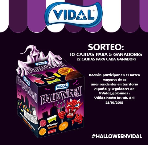 Vidal_Golosinas's tweet photo. #Halloween se celebra con @Vidal_Golosinas! SORTEO: 10 cajitas para 5 ganadores (2 por ganador). Participa con RT! https://t.co/l3OqhdEemM
