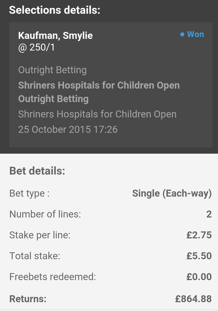 Great win on the golf at the weekend! Paid for my next holiday! 
@lucas1official <a href="/jimmypadwick/">Jimmy Padwick</a> <a href="/Boss_Tips1/">Boss B Football Tips</a>