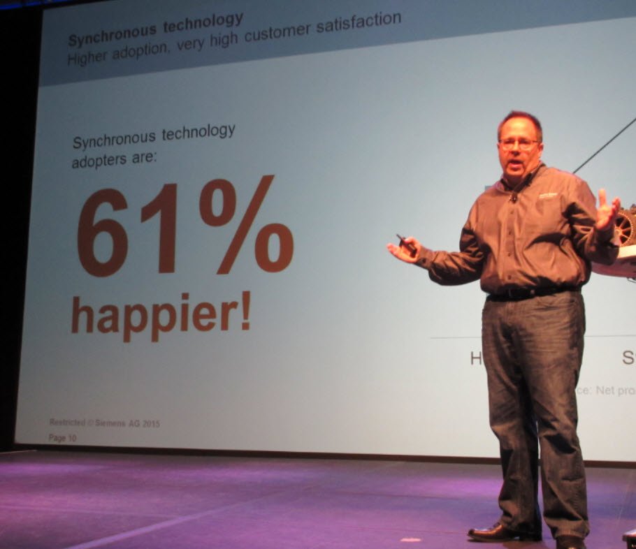 rtara's tweet photo. What can I say? Synchronous users 61% happier than history-based CAD. John Miller at #SEU15 https://t.co/tjeoGLN0qp