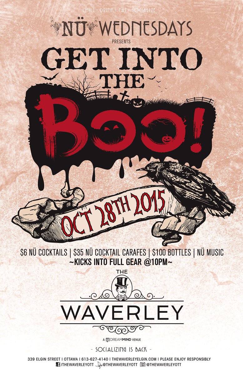 Tomorrow, #GetIntoTheBoo with us for a #Halloween edition of #NuWednesday at #TheWaverley.