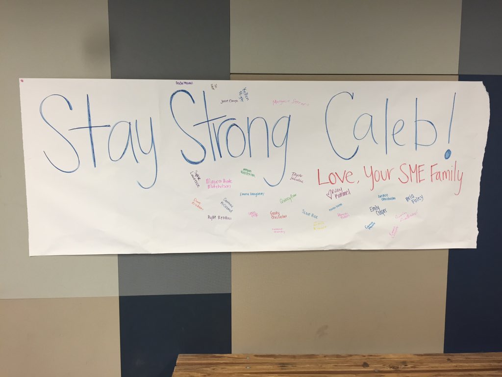 britton_haney's tweet photo. @SMEOffice and Lancers please stop outside counseling to sign the banner for Caleb B. #smestrong https://t.co/g5ZbZ0dJFx