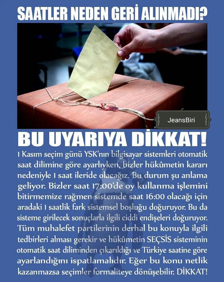 Önemli bir uyarı. .

Neden 1 saat ilerideyiz.