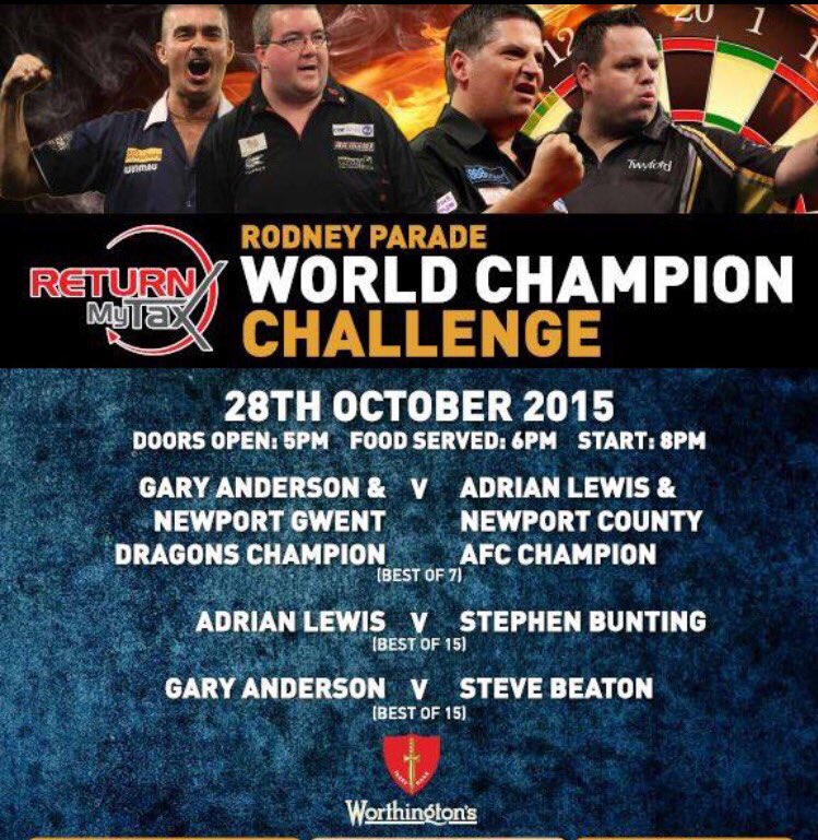 BTBsolutions's tweet photo. @yankluk19 representing @NewportCounty tomorrow night with @jackpot180 vs @Toringlandman &amp; @GaryAnderson180 #darts https://t.co/RjrFBJmWZI