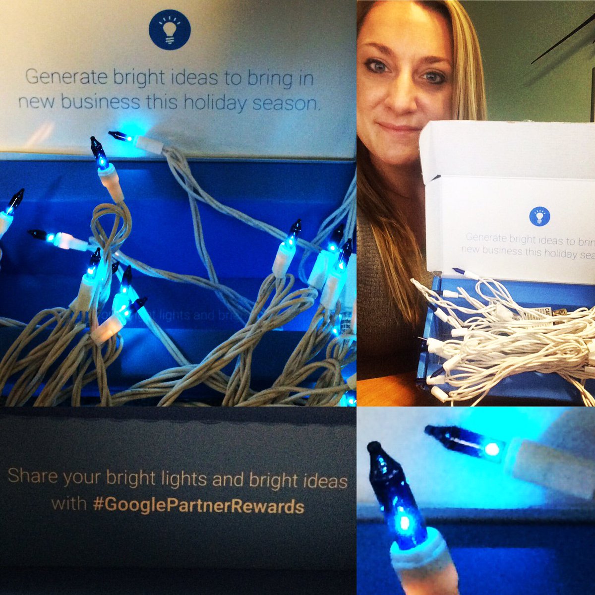 WebfittersTeam's tweet photo. THANKS #GooglePartnerRewards for the lights! Too early to decorate, not too early for #holiday #business planning! https://t.co/QzNpgpL51D