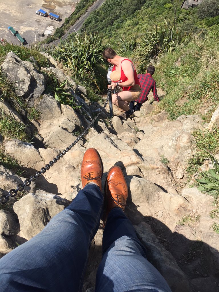 Ricegington's tweet photo. @OliverSweeney stag party climbing. Paritutu, New Zealand. https://t.co/d8wJvv9igM