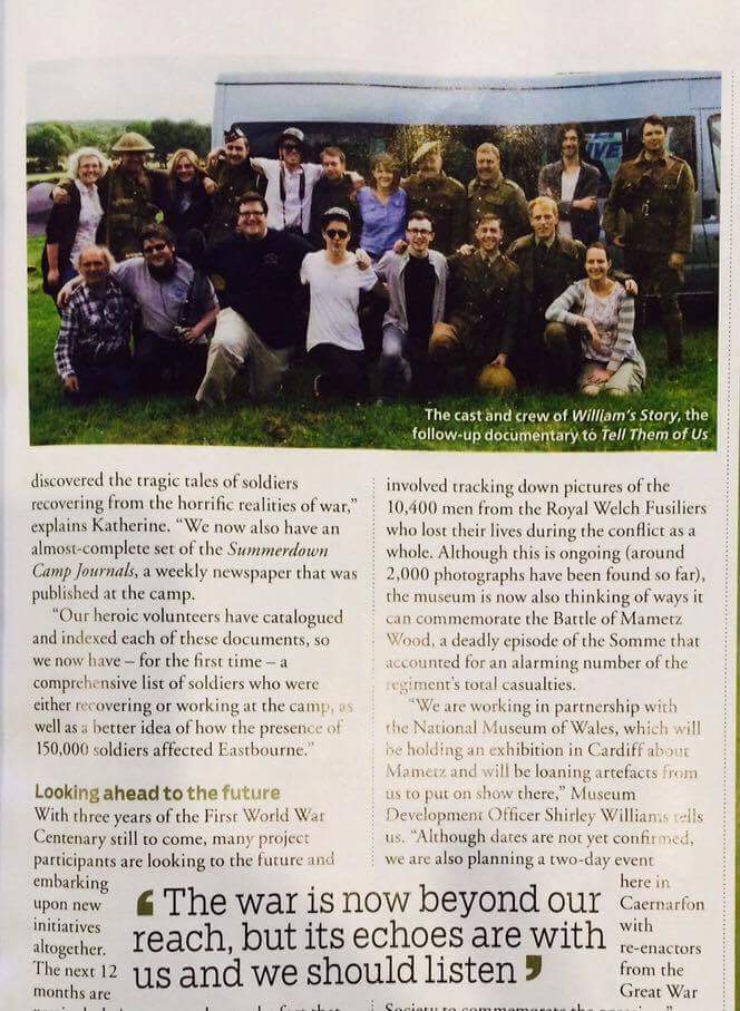 Look, I'm in a magazine! The magnificent cast and crew of Tell Them of Us @ww1Film