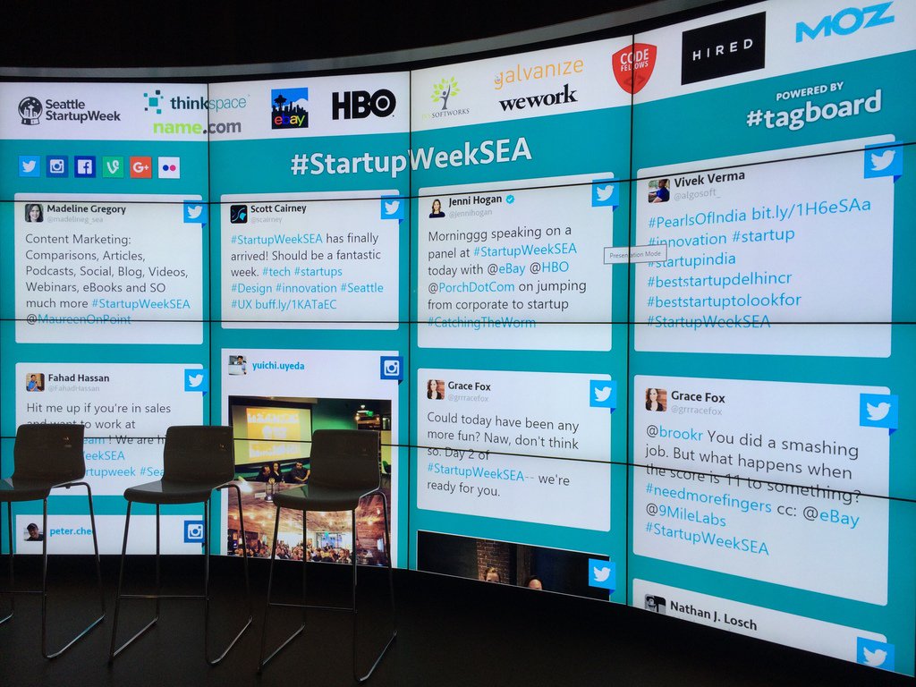 Great conversation happening around #SEAStartupWeek! Love the <a href="/tagboard/">Tagboard</a> screens! <a href="/thinkspace/">thinkspace</a> <a href="/SEAstartupweek/">Seattle Startup Week</a> <a href="/pchee/">Peter Chee</a>