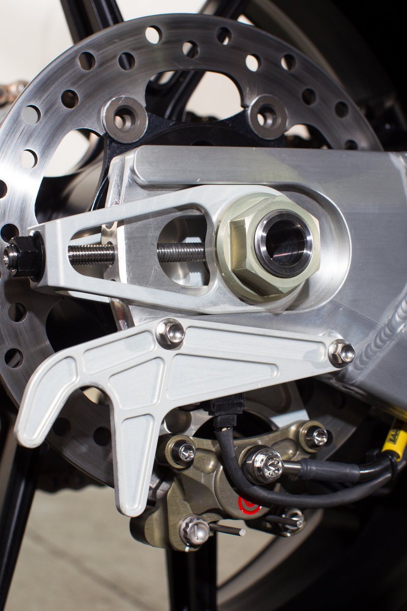 DRMoto1's tweet photo. Chassis components CNC machined from billet in our workshop #TuesdayTurning #Spindle #Footrest https://t.co/tSCcQUdgWK