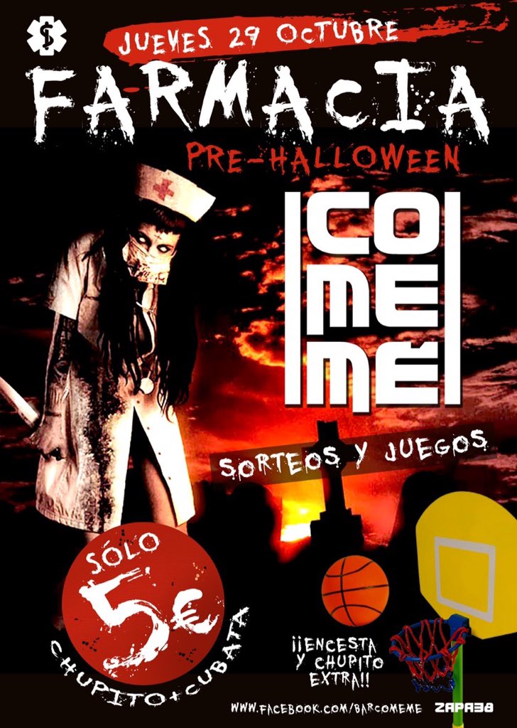 Bar_Comeme's tweet photo. ¡Juernes de Hallowen! ¡Juernes de Farmacia! ¡Juernes de Comeme! ¡Go! https://t.co/6aNBatwUSj