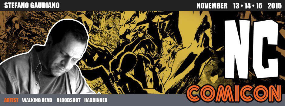 NC_Comicon's tweet photo. SURPRISE GUEST: Walking Dead inker Stefano Gaudiano! The art team behind All Out War united! https://t.co/4IMQDUpTlV https://t.co/FJPH1I9Uz3
