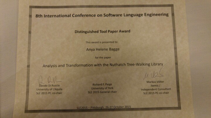 anyahelene's tweet photo. I'm distinguished! (or at least, my tool paper is) #sle15 https://t.co/3x2xOM1ekj https://t.co/g3kfs12Crh