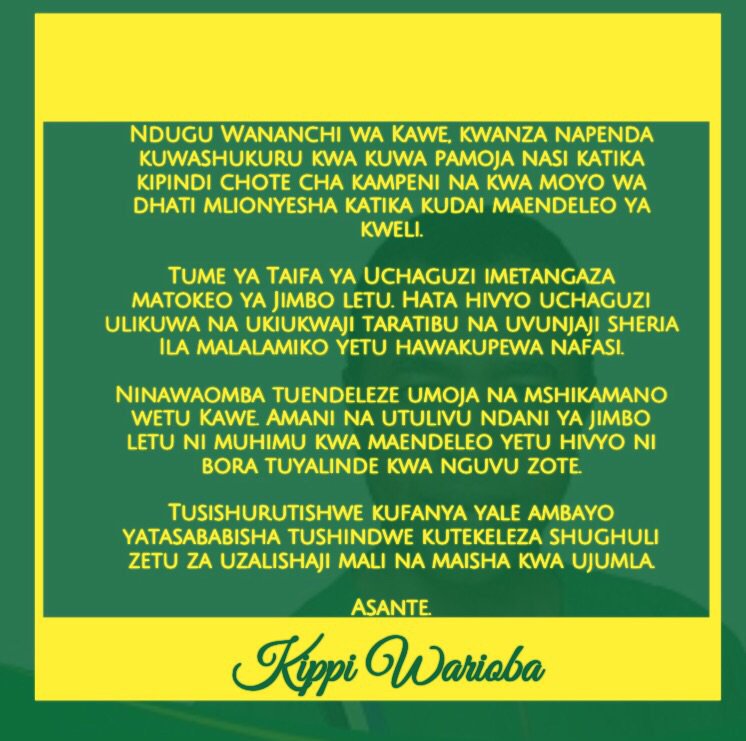 KippiWarioba's tweet photo. Taarifa yangu kwa wana #Kawe kuhusu mwenendo wa uchaguzi katika jimbo letu. https://t.co/DyyDJ3jD6K