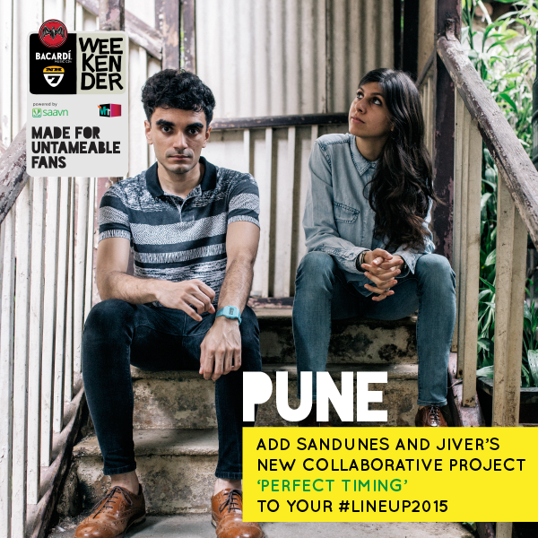 NH7's tweet photo. Pune! Add Sandunes & Jiver's new collaborative project- 'Perfect Timing' to your #lineup2015
https://t.co/N0YHDdzfvS https://t.co/j4kPbXTnrP